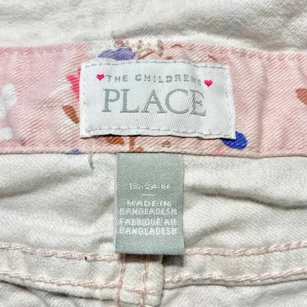 The Children's Place Floral Overall Shorts Girls 18-24M Pink Cotton Cute